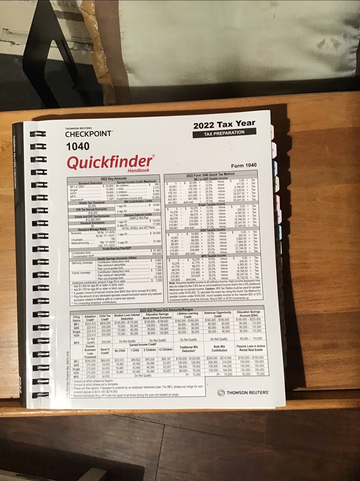 2022 Tax Year Quickfinder Form 1040 by Thompson Reuters (Tax Prep Handbook)