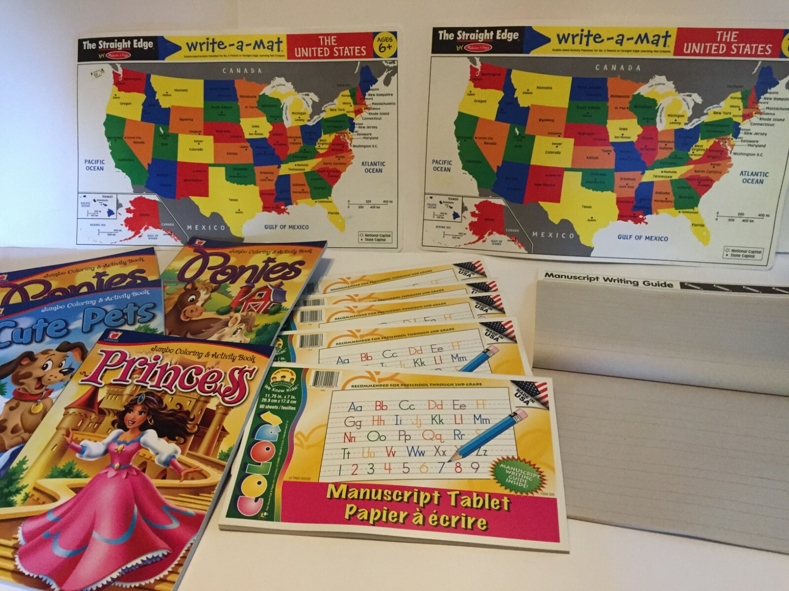 Manuscript Writing Pad Coloring Books US State Mat Preschool – 2nd Homeschool 