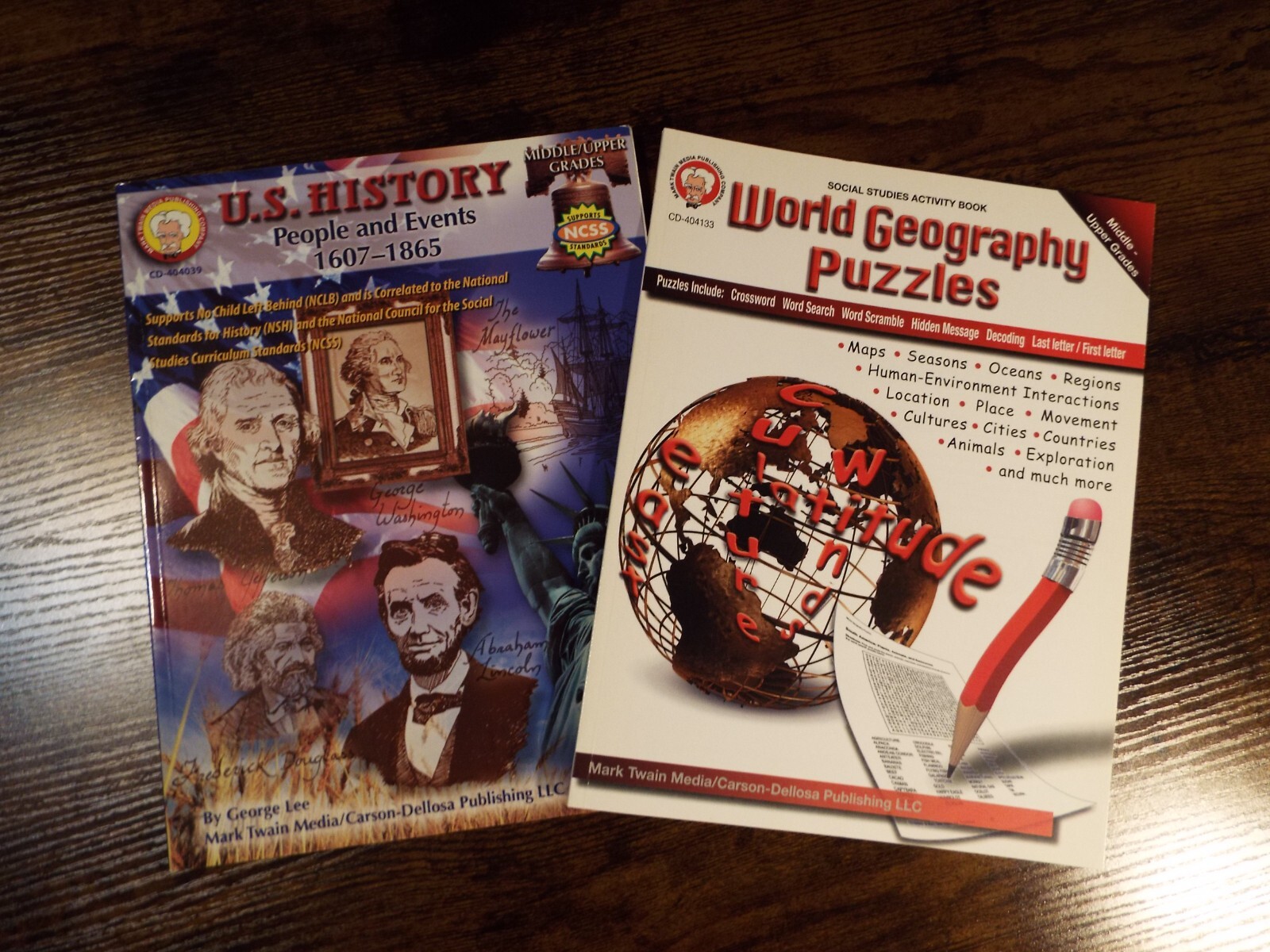 Set of 2 Student Workbooks, Grades 4-8, Homeschool, History & Geography