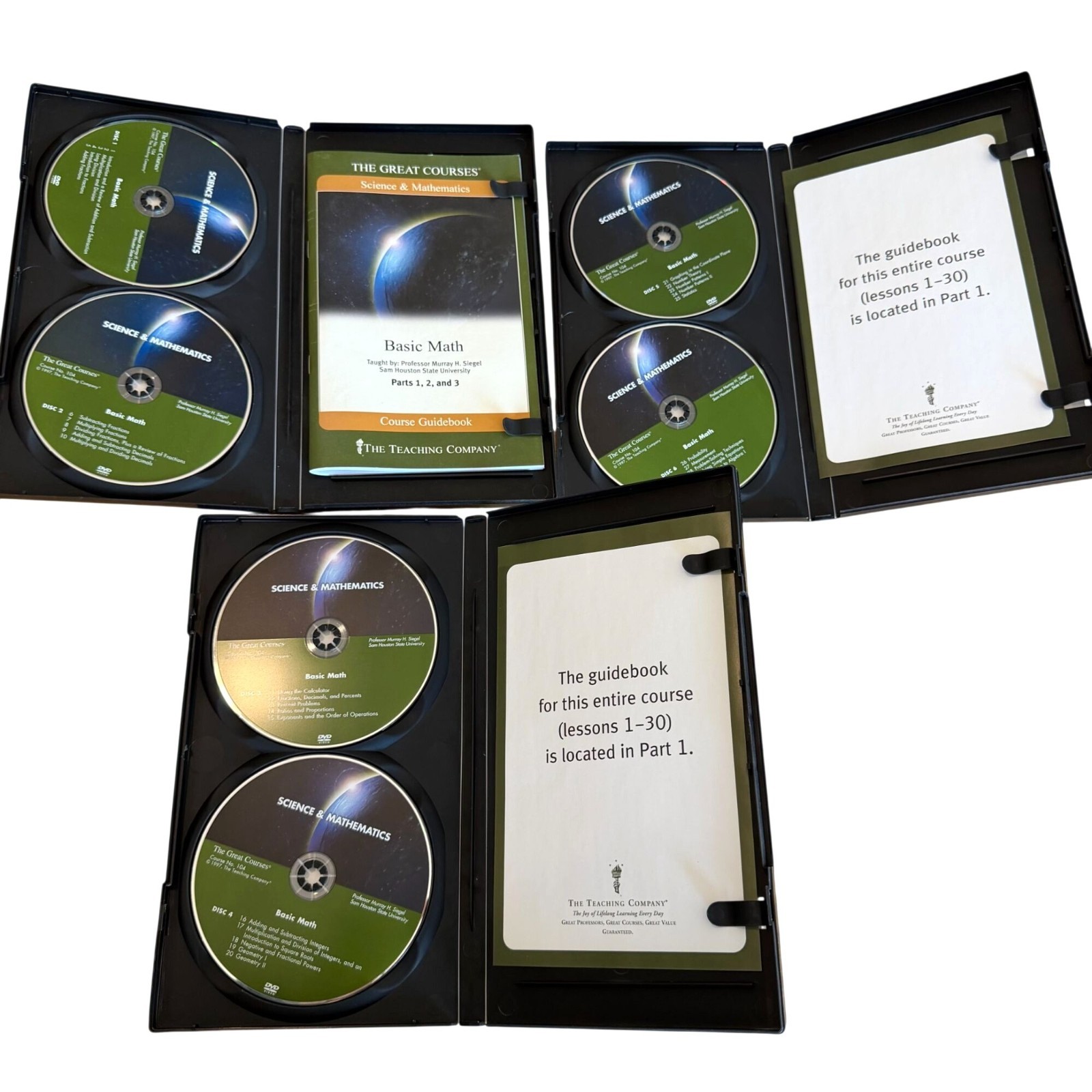 Great Courses Basic Math DVDs Study Workbook Guidebook Murray Siegel Complete