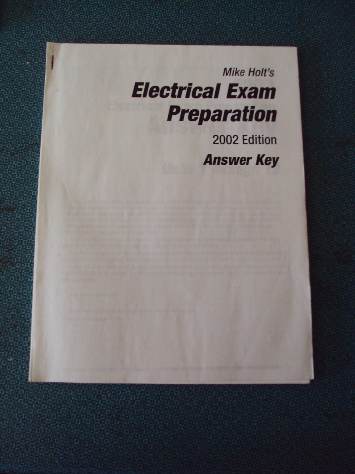 2002 Electrical Exam Prep Answer Key, Mike Holt, Version 2002.4, 3 Books