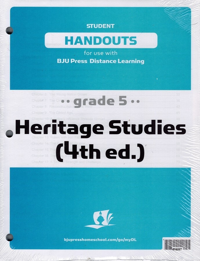 BJU Press Heritage Studies 5 Student Handouts Distance Learning