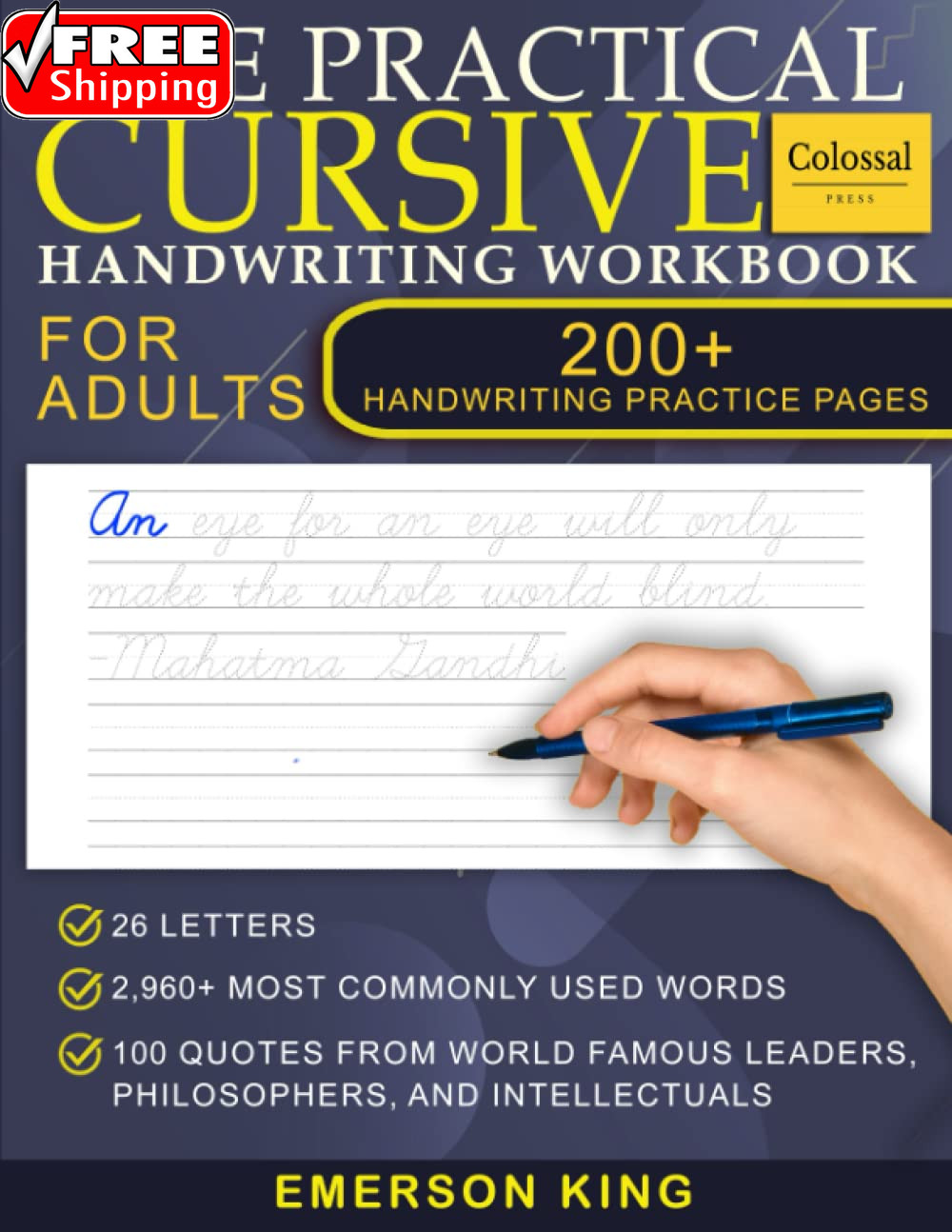 Cursive Handwriting Workbook for Adults – 200+ Pages of Handwriting Practice for