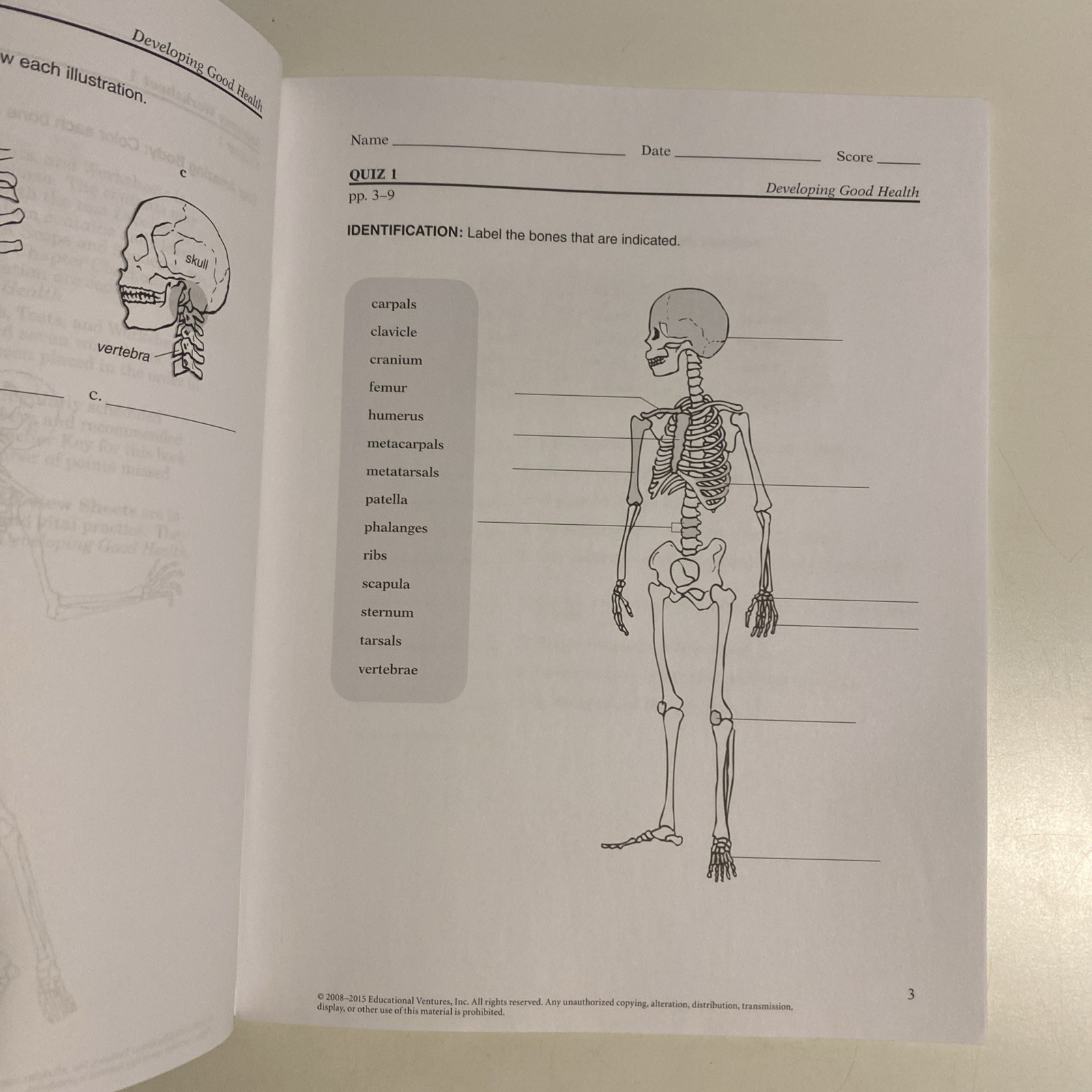 Abeka 4 Developing Good Health 3rd Ed. Student Quizzes, Tests, & Worksheets