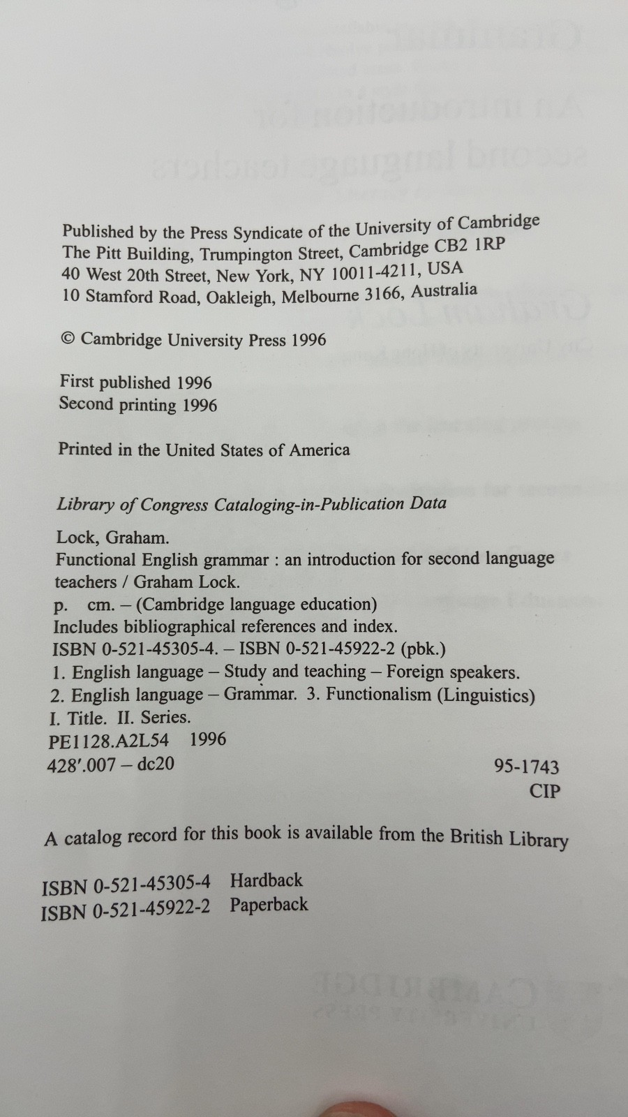 Functional English Grammar: An introduction for second language teachers
