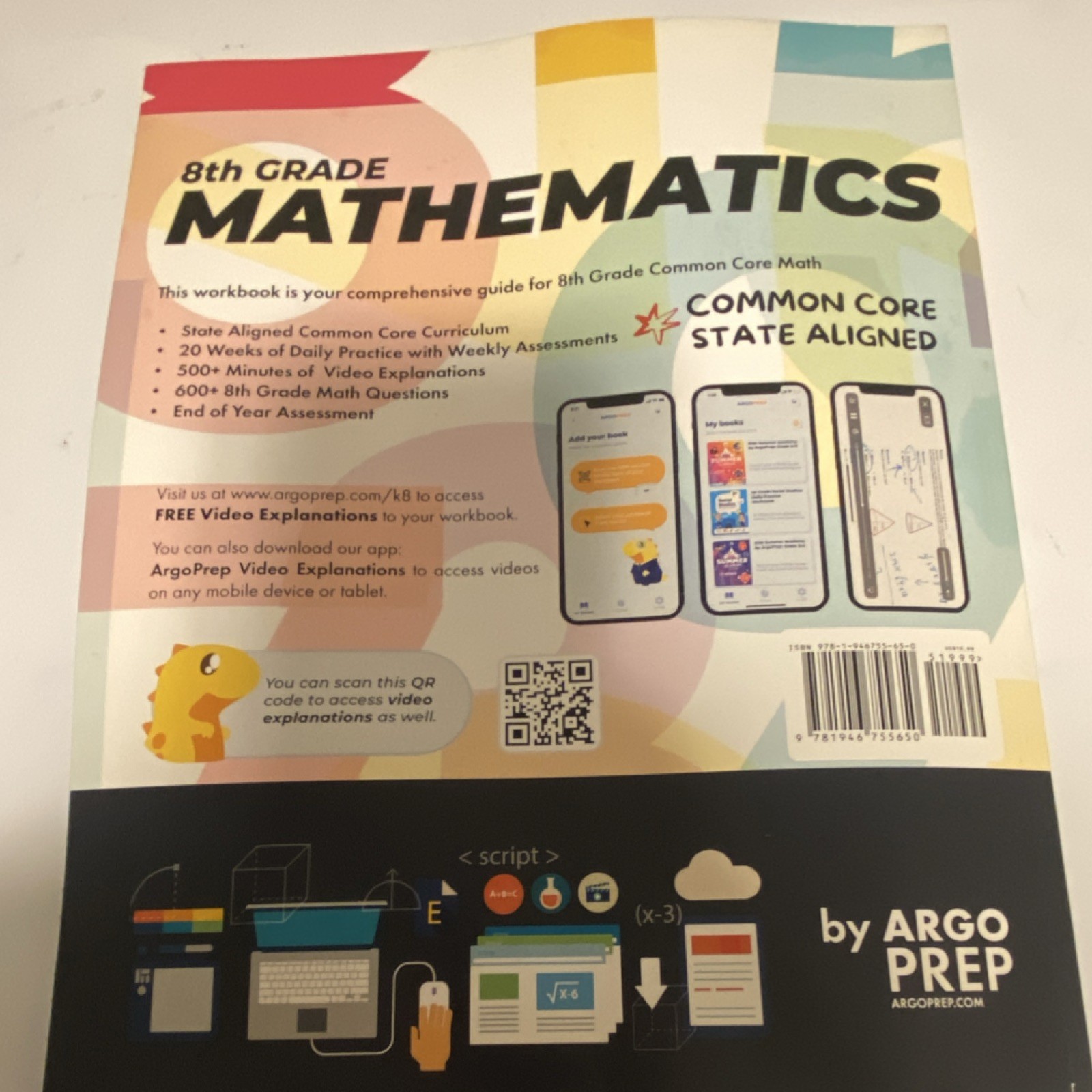 Argo Prep 8th Grade Common Core Math Workbook, Illustrated, Middle School