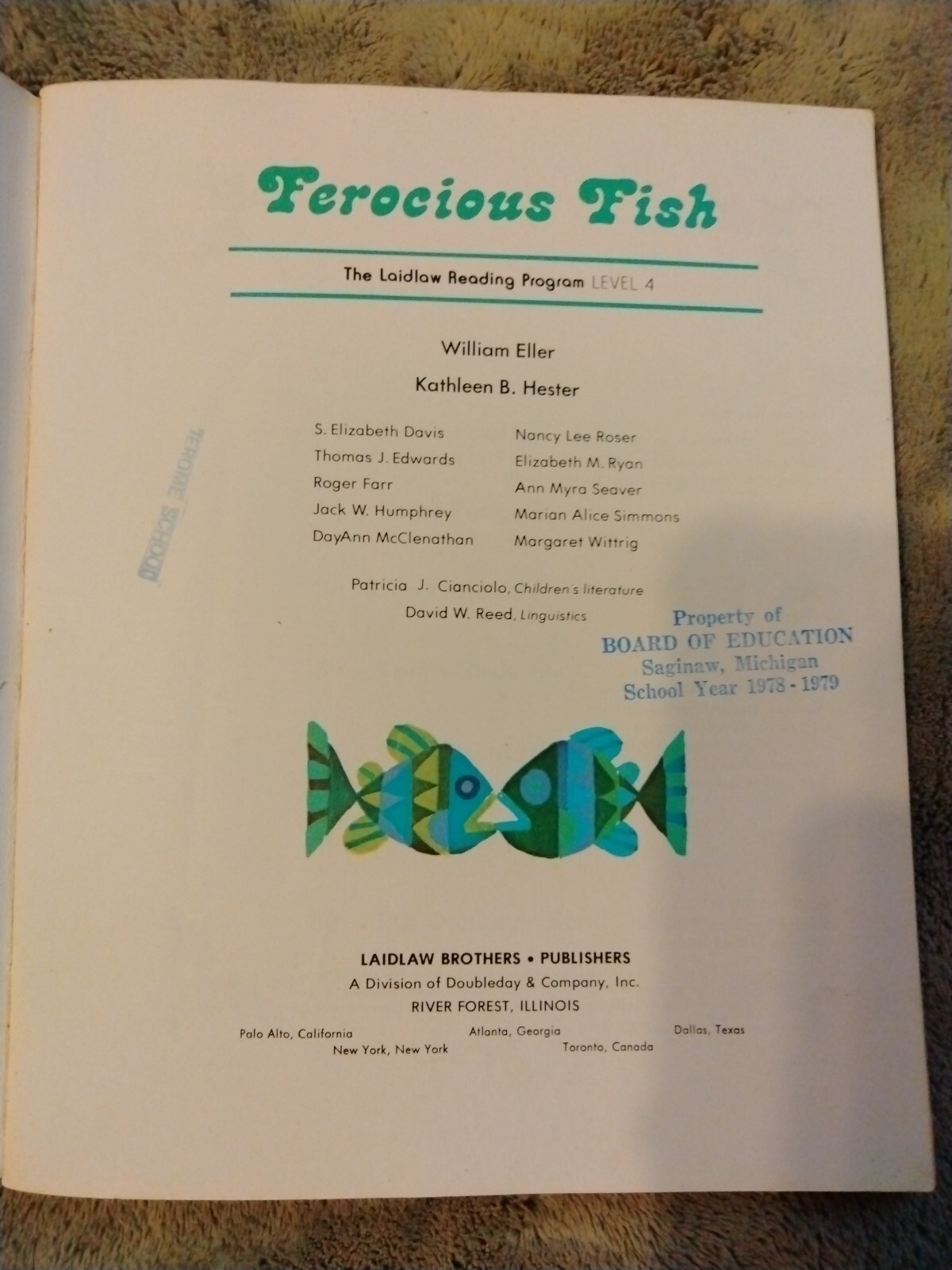 ferocious fish laidlaw reading program level 4 1976 William Eller Kathleen B.