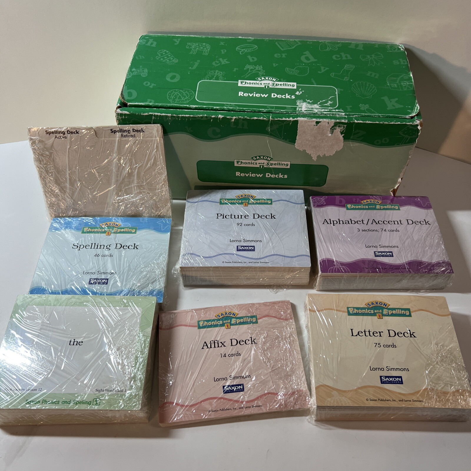 Saxon phonics and spelling REVIEW DECKS GRADE 1, w/classroom box (2003)