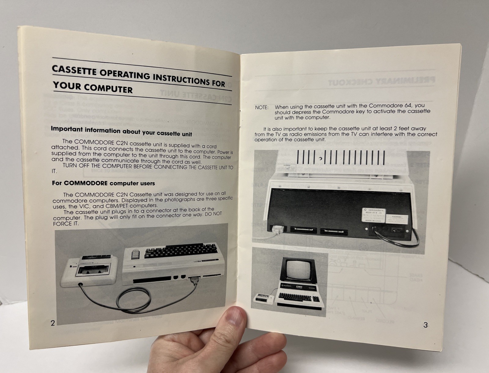 Commodore C2N Cassette Unit Operating Instructions 1982 Manual Only