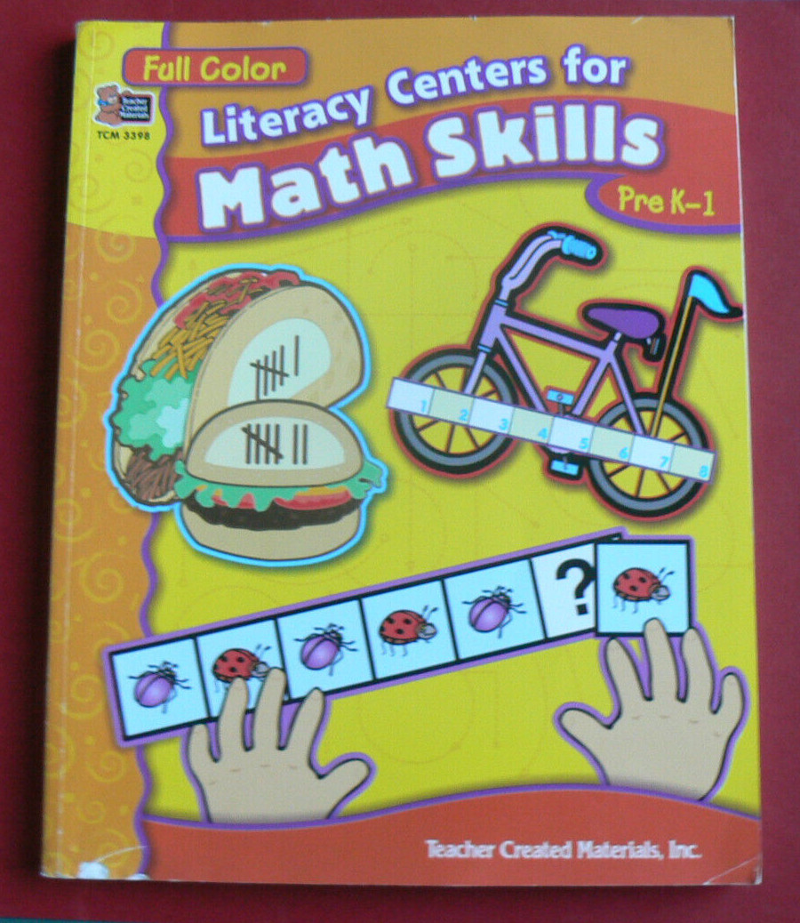 TCM Literacy Centers for Math Skills,PreK-1,Full Color, Complete & Clean!