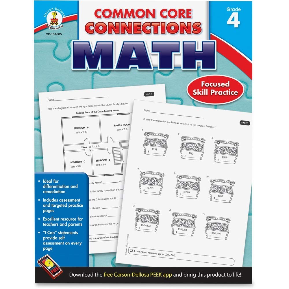 Carson-Dellosa Common Core Connections Math Workbook, Grade 4, Ages 9 -10, 9…