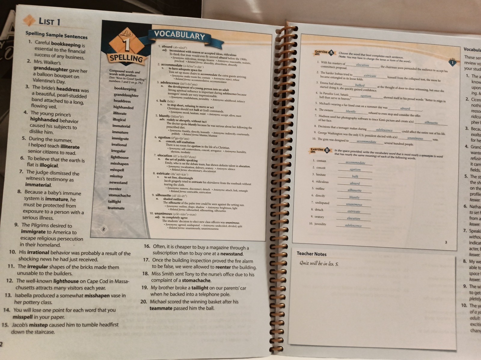 Abeka Grammar I Teacher Key, Quiz/Test Key, Vocab/Spelling/Poetry I Key, 6th Ed