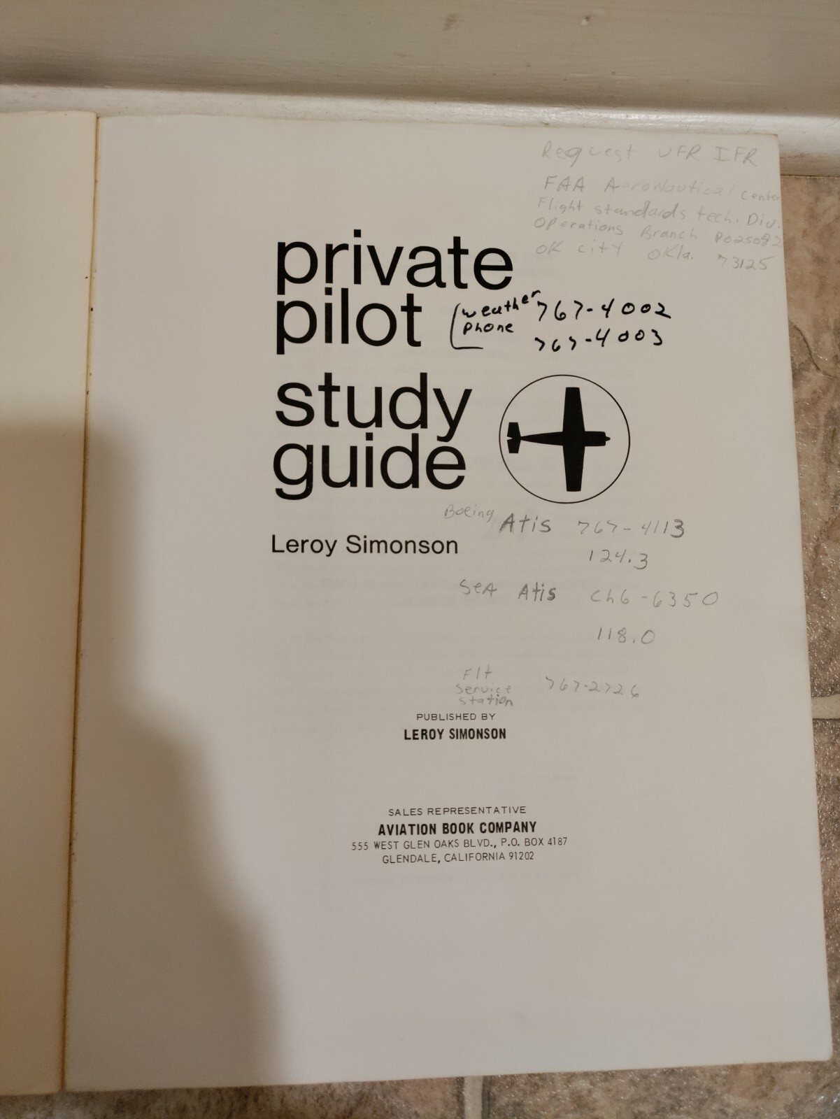 Private Pilot Study Guide, Aviation Book Company.