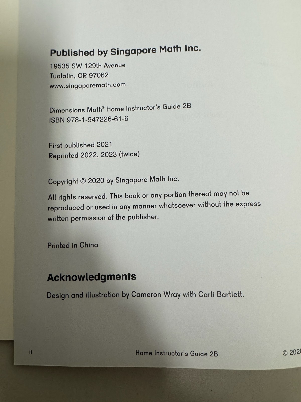 Dimensions Math Home Instructor’s Guide 2B Singapore Math 2020 Spiral Bound