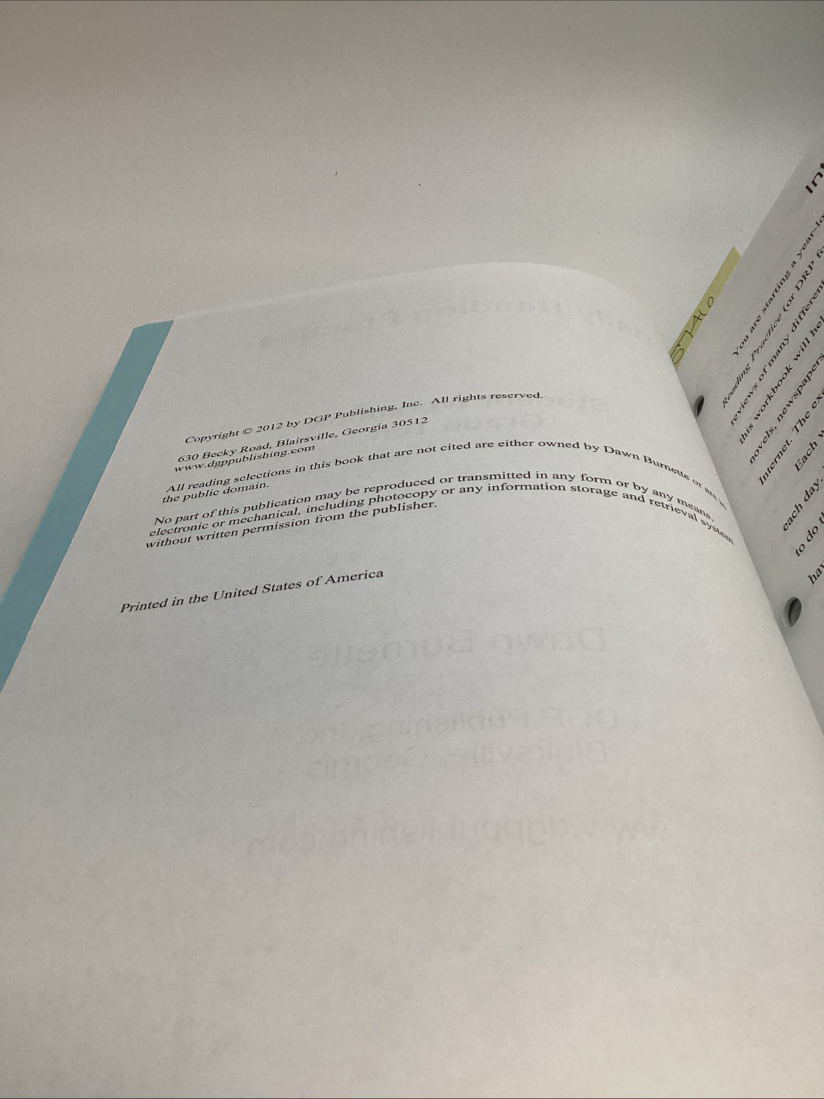 Daily Reading Practice Student Workbook Grade 10 Dawn Burnette DGP Publishing