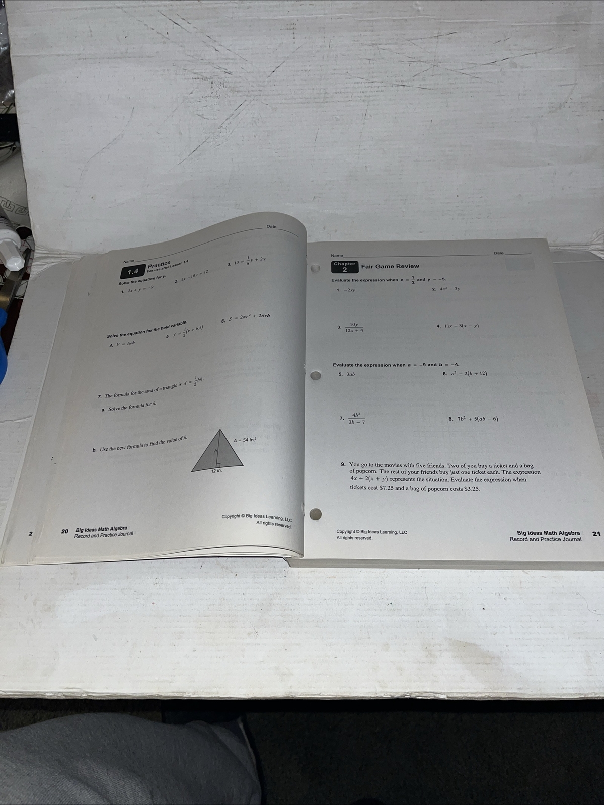 Big Ideas Math Record and Practice Math Student Journal – Paperback – Algebra 1