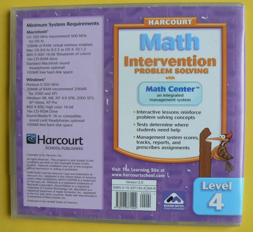 NEW Harcourt Math 4/4th Intervention Problem Solving CD-Rom,single-computer vers