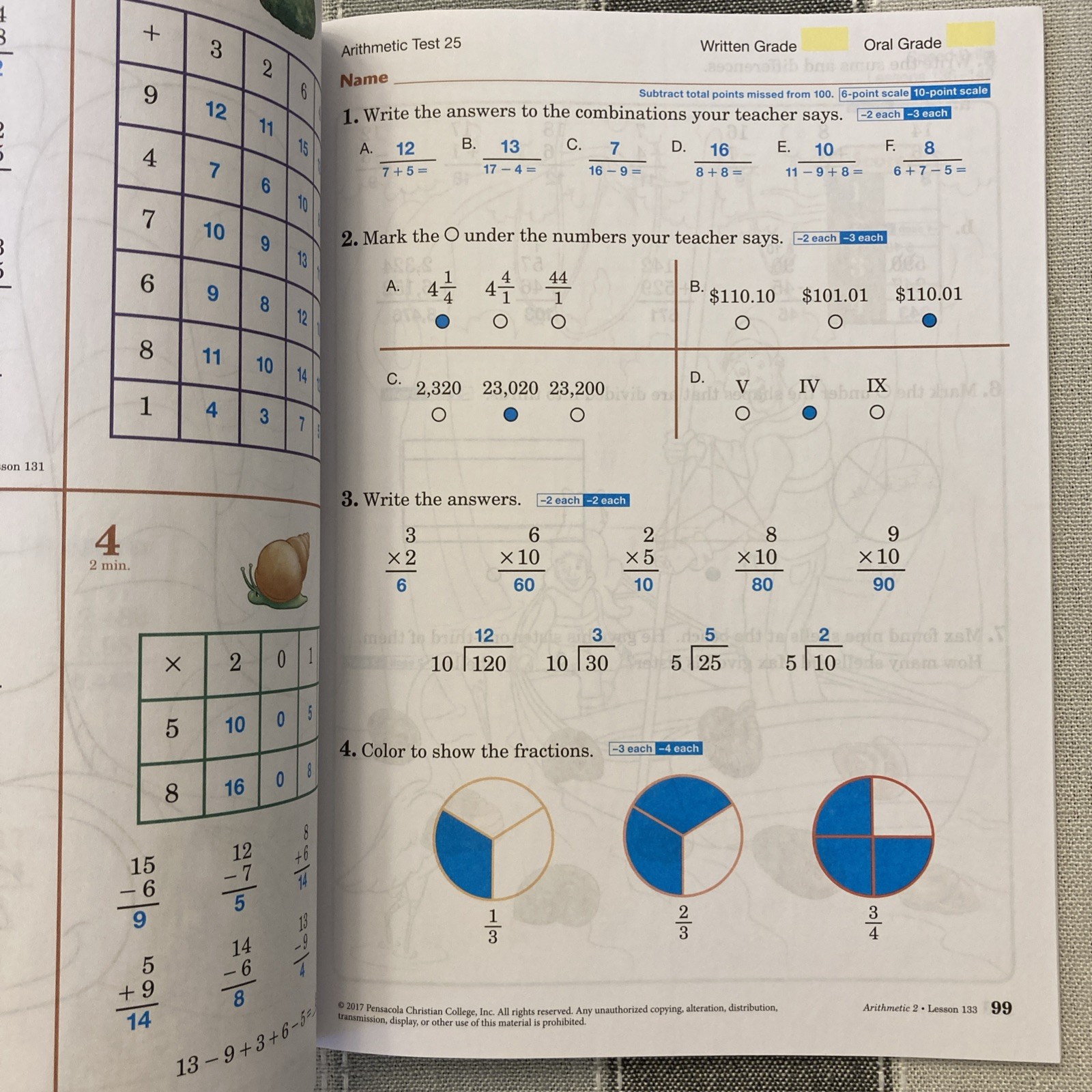 NEW Abeka Arithmetic 2 TEACHER TEST & SPEED DRILL KEY 2nd Gr parent homeschool