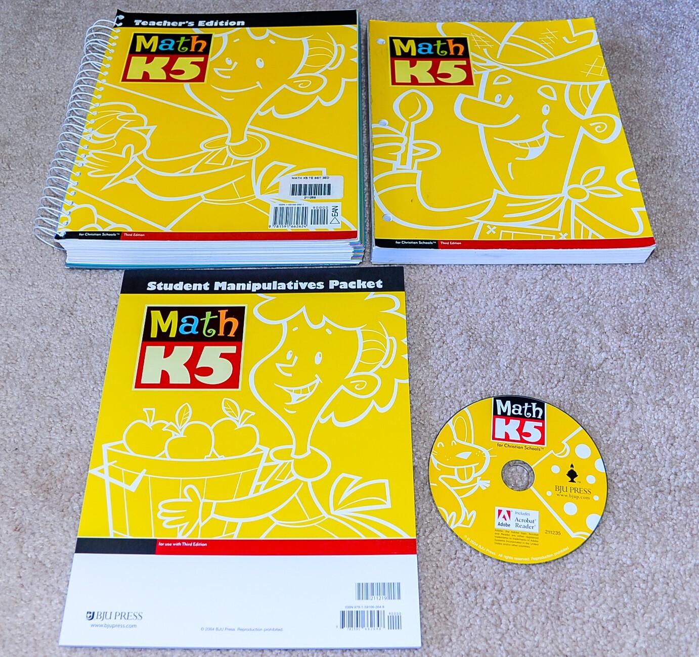 BJU Bob Jones Math K5 Kindergarten Student Worktext Teacher Ed COMPLETE SET