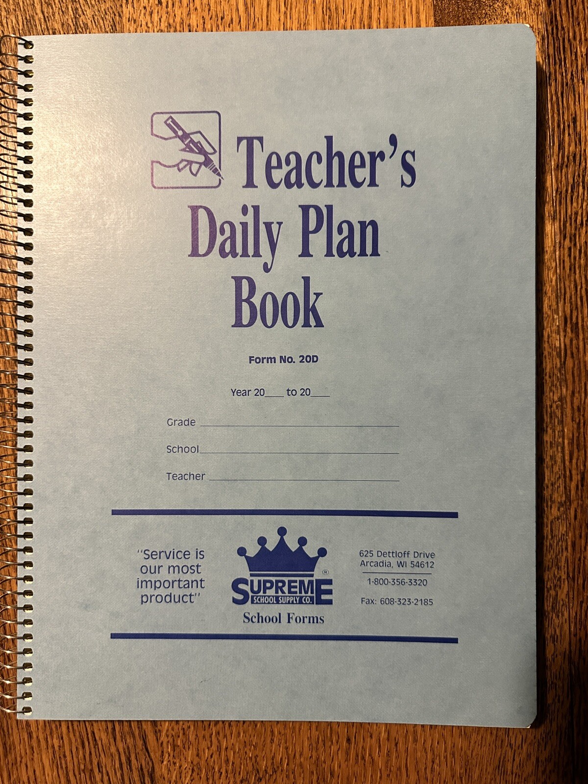 VTG Teacher Plan Book Planner Supreme School Supply Co Spiral Bound Duplicate