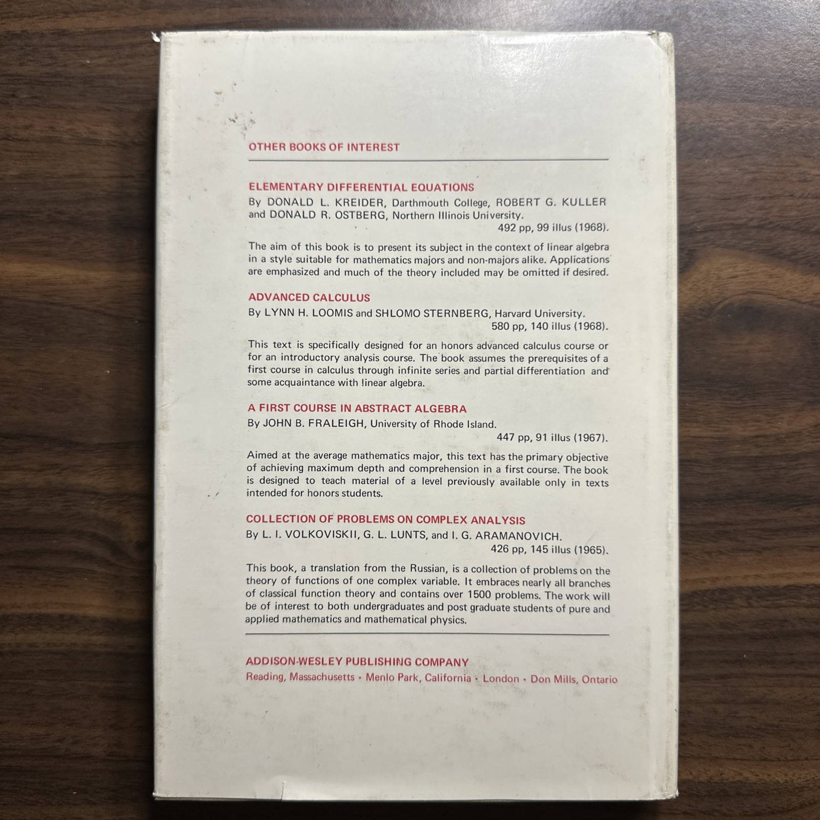 Elements of Complex Analysis by John D. Depree Hardcover Book