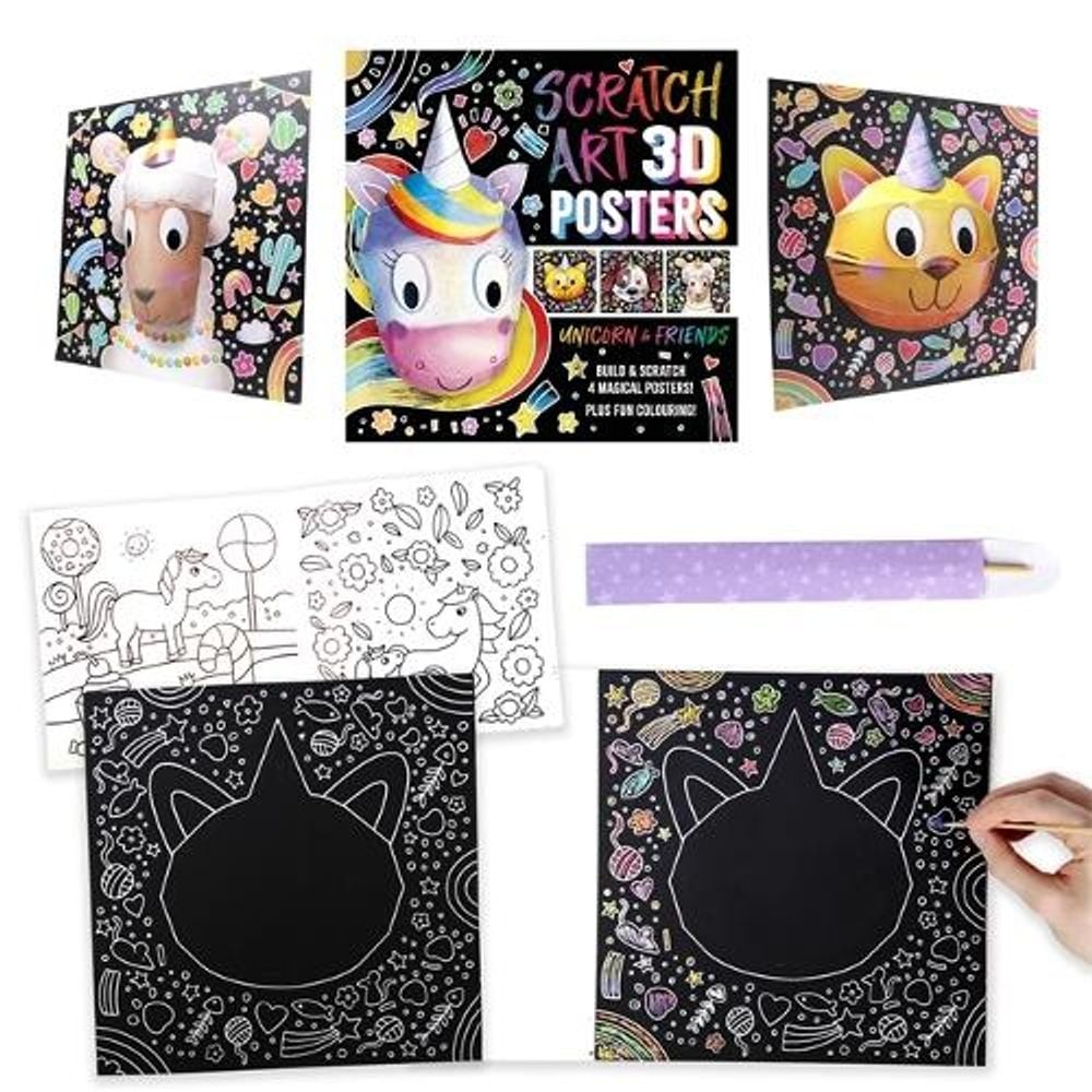 Scratch Art 3D Posters: Unicorn & Friends by Igloo Books Ltd Paperback Book