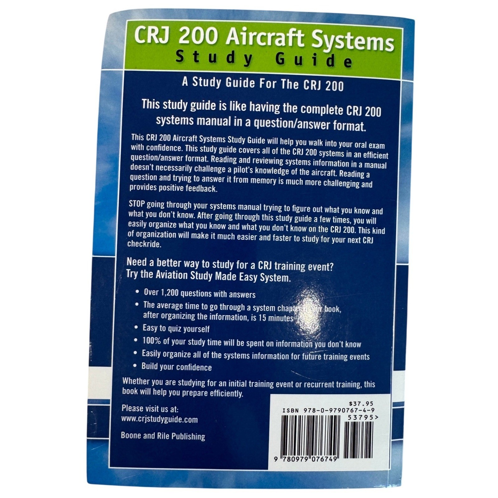 CRJ 200 Aircraft Systems Study Guide Aaron Boone Third Edition Pilot Training