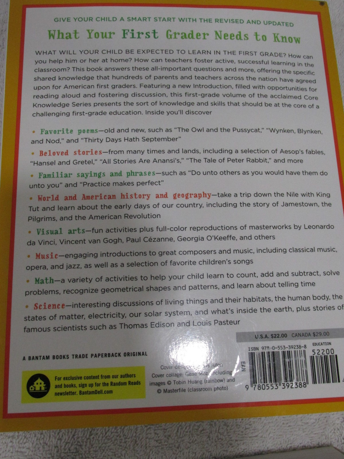Core Knowledge 5 Books-Kindergartner thru Fourth-Needs To Know Lot-Teachers-Home