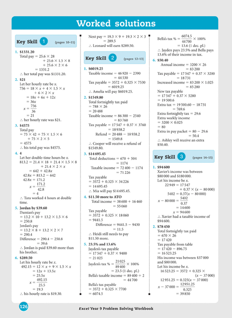 Excel Essential Skills Problem Solving Workbook Year 9