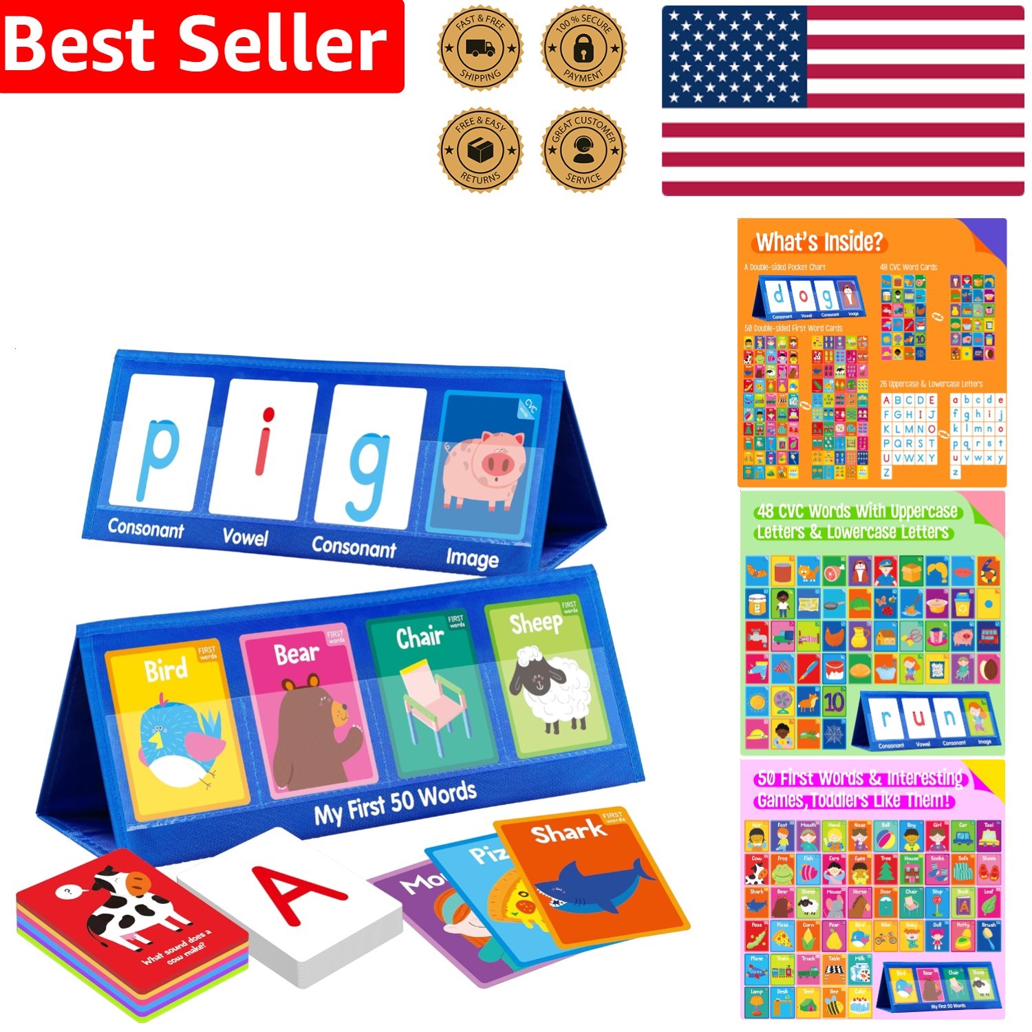 Word Building Desktop Pocket Chart: Essential CVC First Words Reading Spellin…