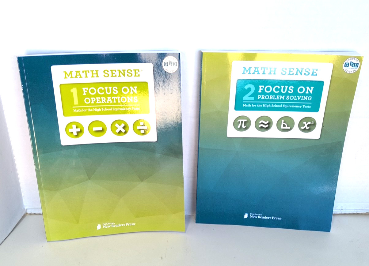 Math Sense 1 and 2 GED/HiSET Prep Books – Focus on Operations & Problem Solving