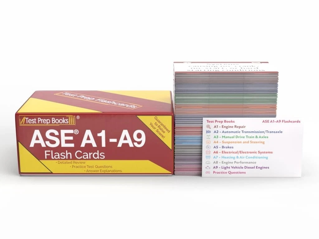 ASE Study Cards ASE Certification Prep Practice Questions Full Color Cards New