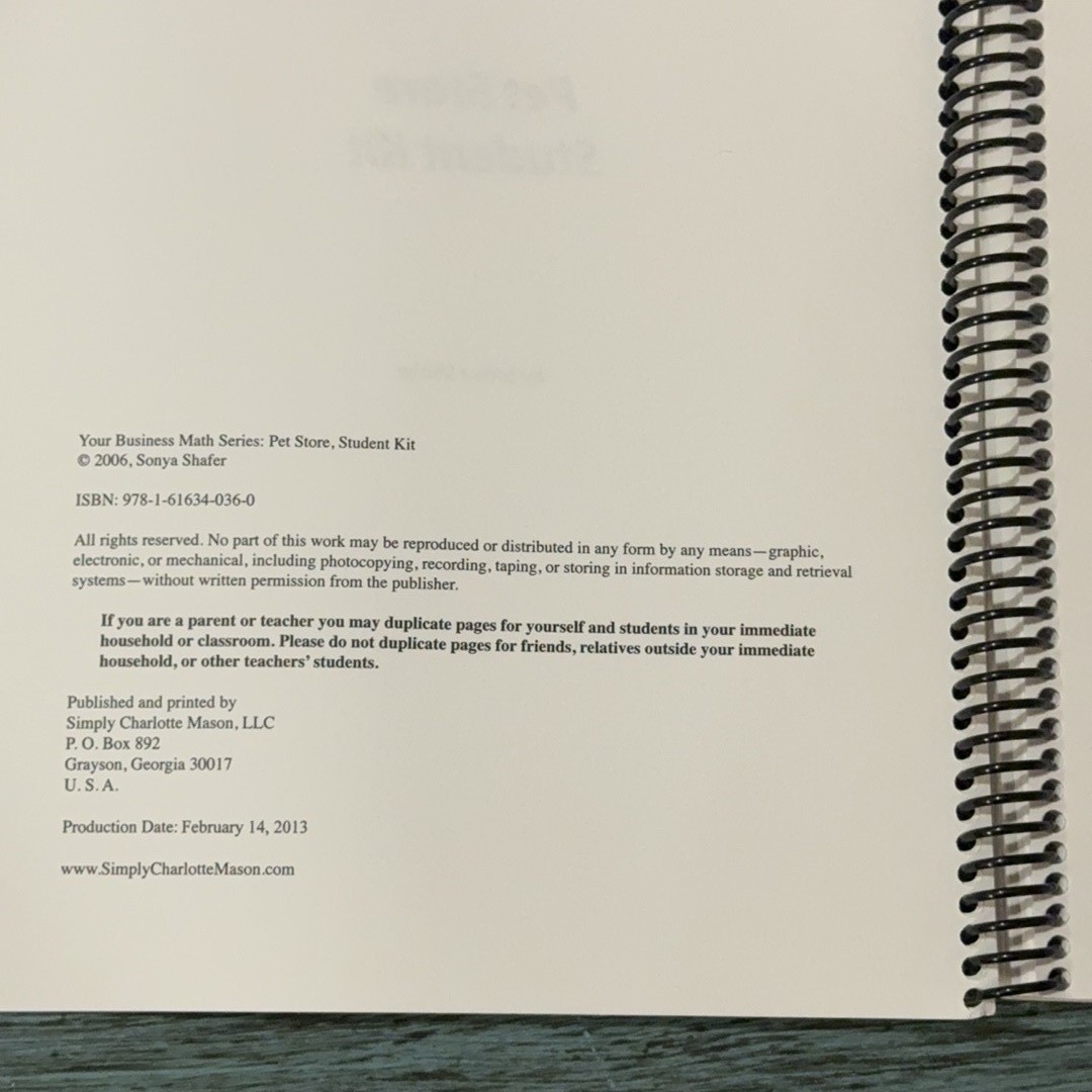 Your Business Math Series Pet Store Student Kit by Sonya Shafer