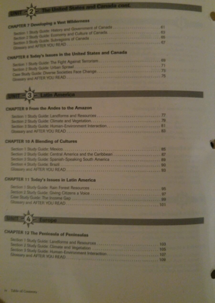 McDougal Littell World Geography Reading Study Guide 10th grade 10 homeschool