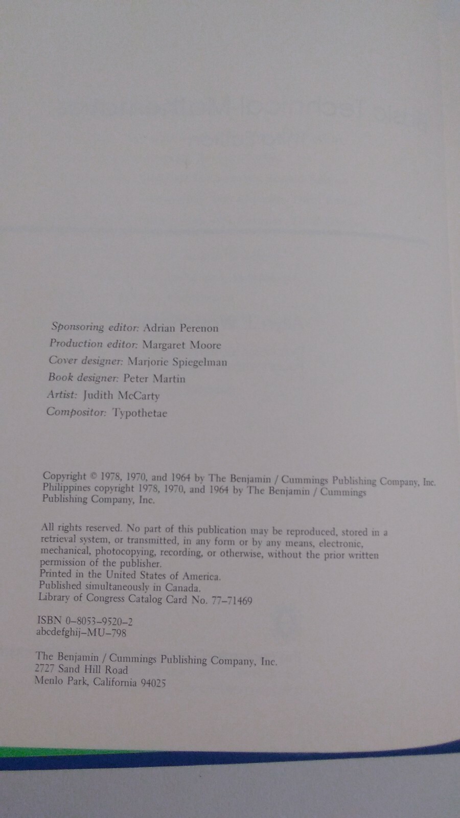 Basic Technical Mathematics by Allyn J Washington (1978) 3rd Edition HC