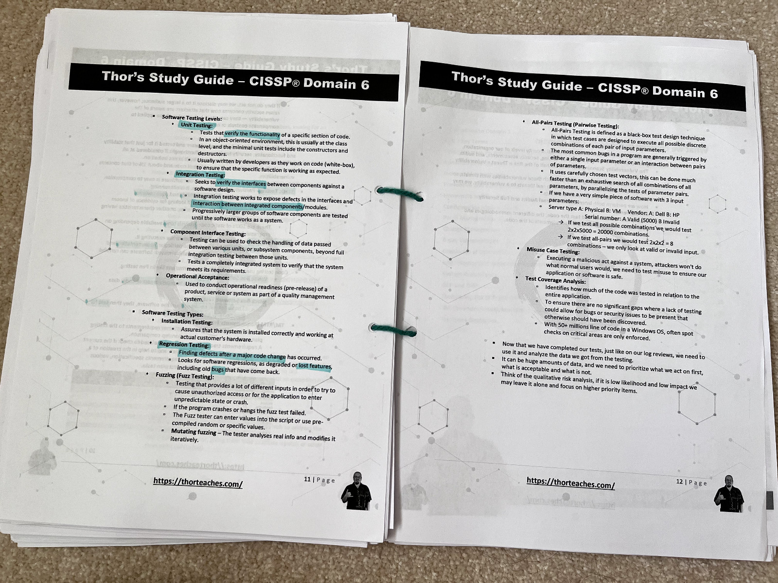 Thor Pedersen CISSP study notes for full lectures course (all domains 1 – 8)
