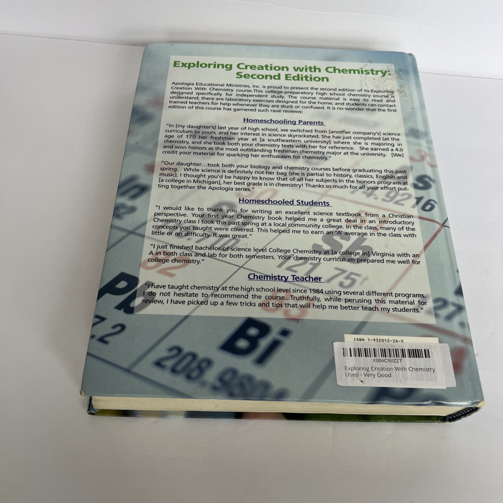 Exploring Creation With Chemistry, Jay L. Wile 2nd Edition