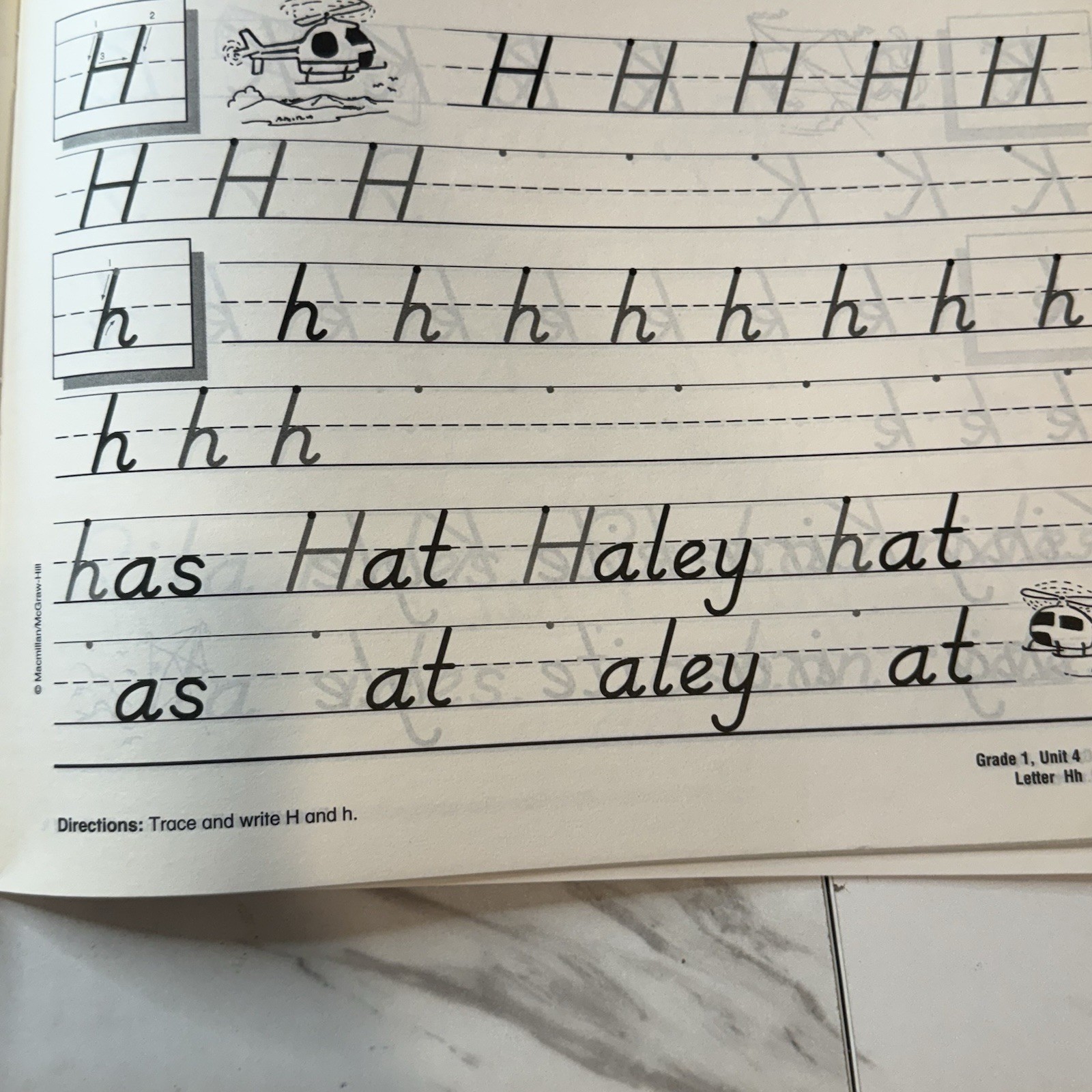 Mcgraw-Hill Handwriting Practice Grade 1 Treasures Penmanship Book Alphabet