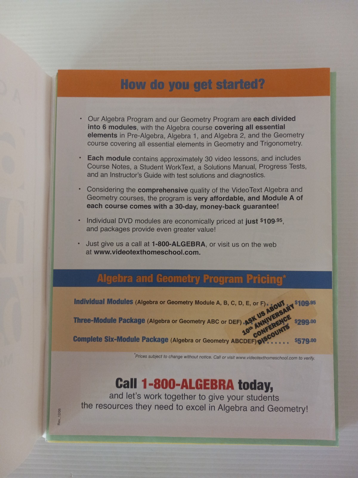 Algebra: A Complete Course Modules A – 5 Books Plus 1 DVD VideoText Interactive