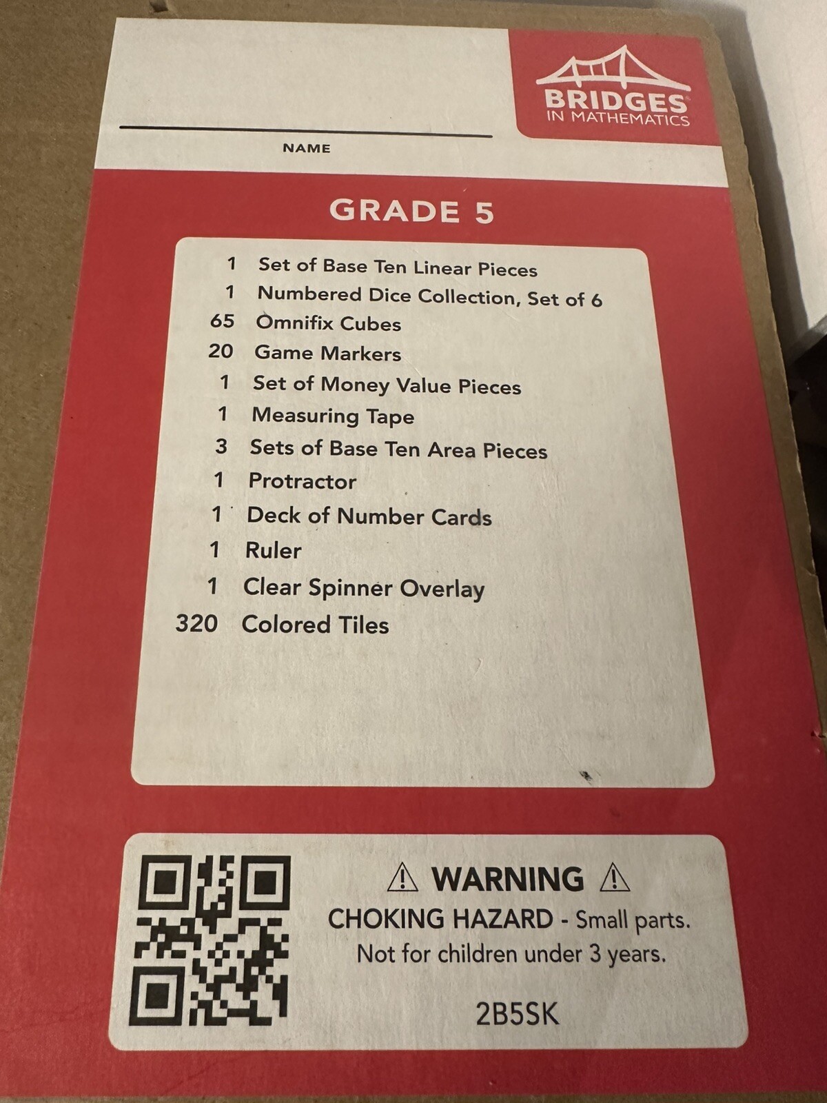 Bridges In Mathematics 5th Grade Student Learning Kit Math Manipulatives