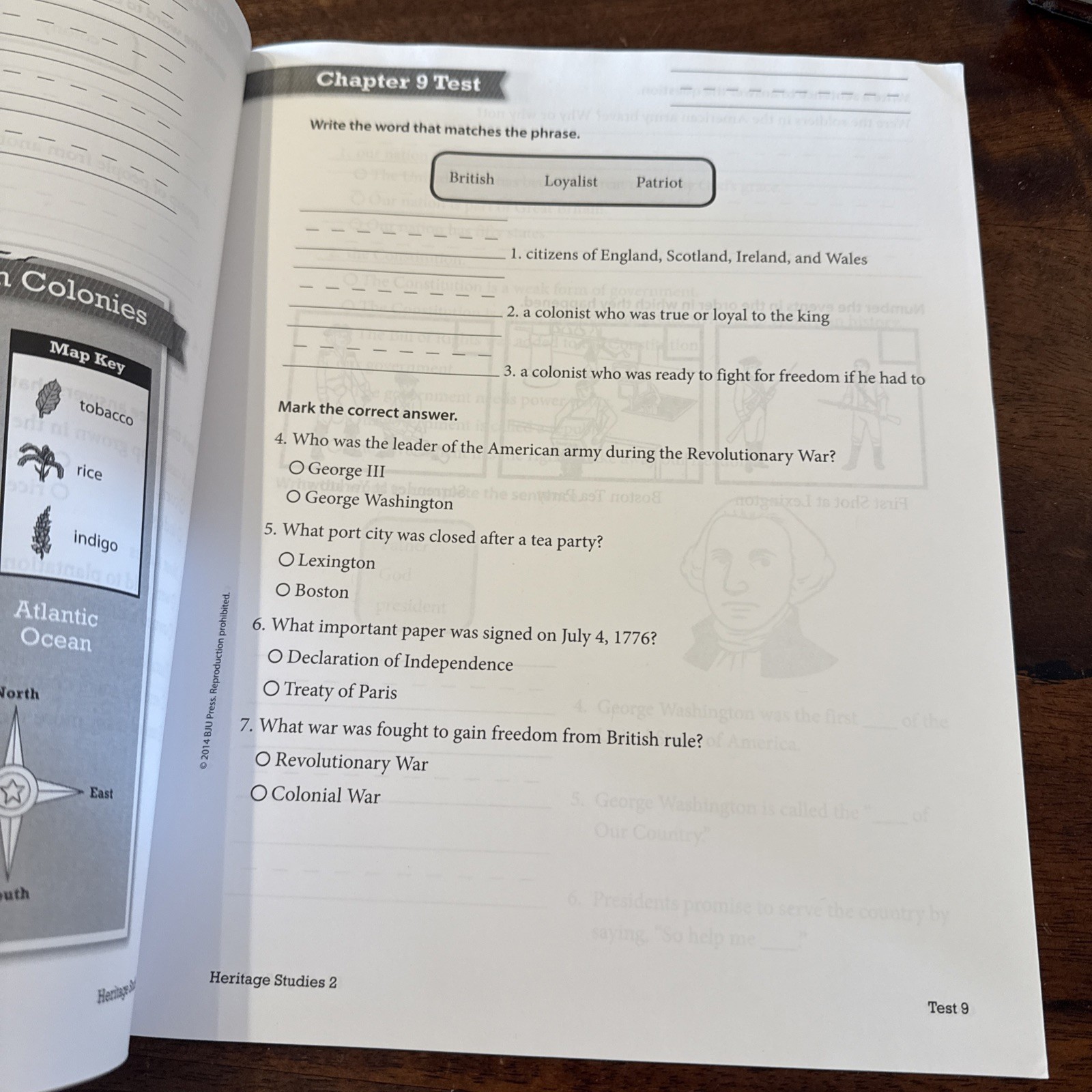 BJU Press Heritage Studies Tests 2nd Grade