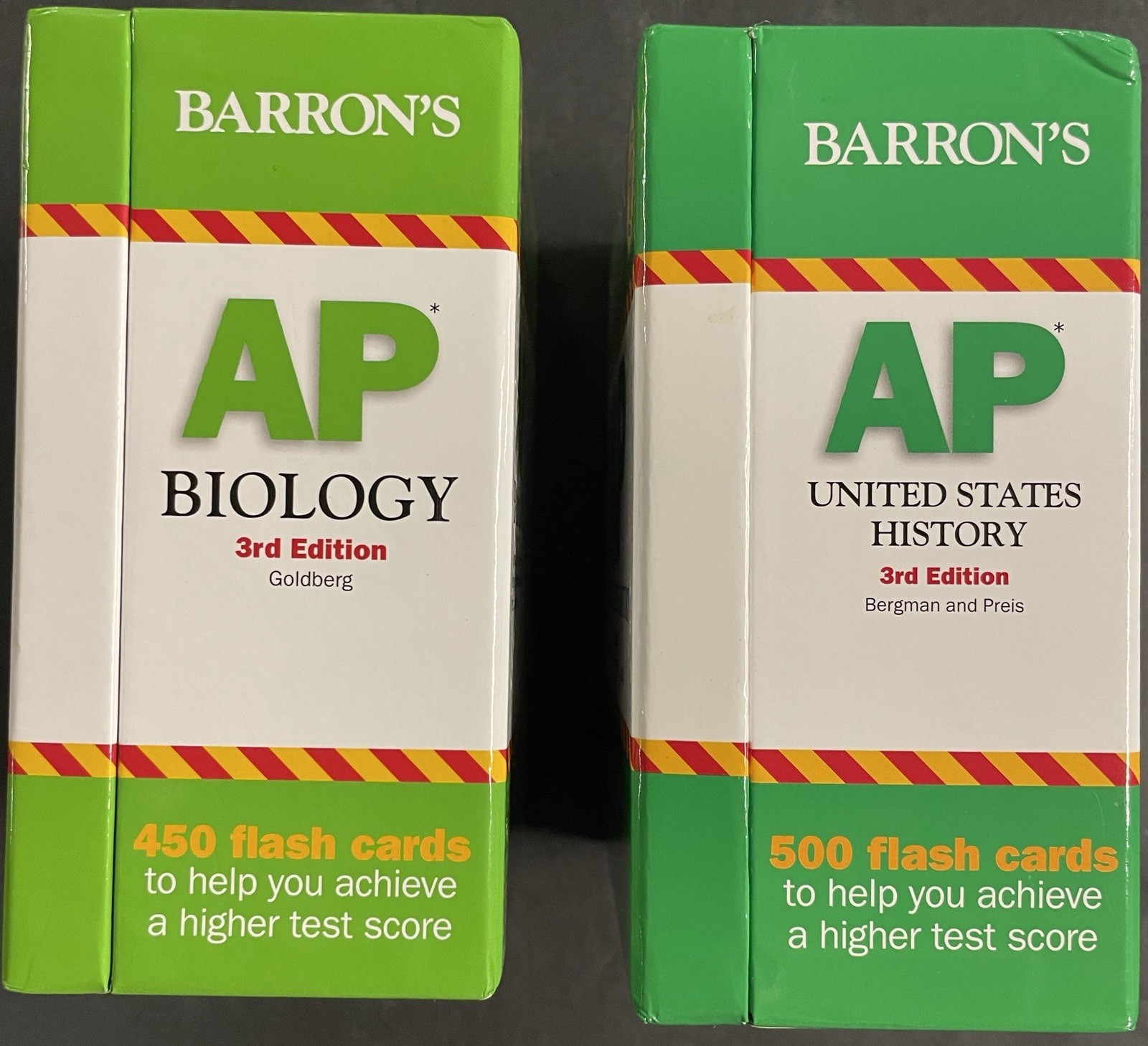 (2) Barron’s AP Biology & US History Flash Cards (2016, 3rd Edition, 2 Boxes) LN