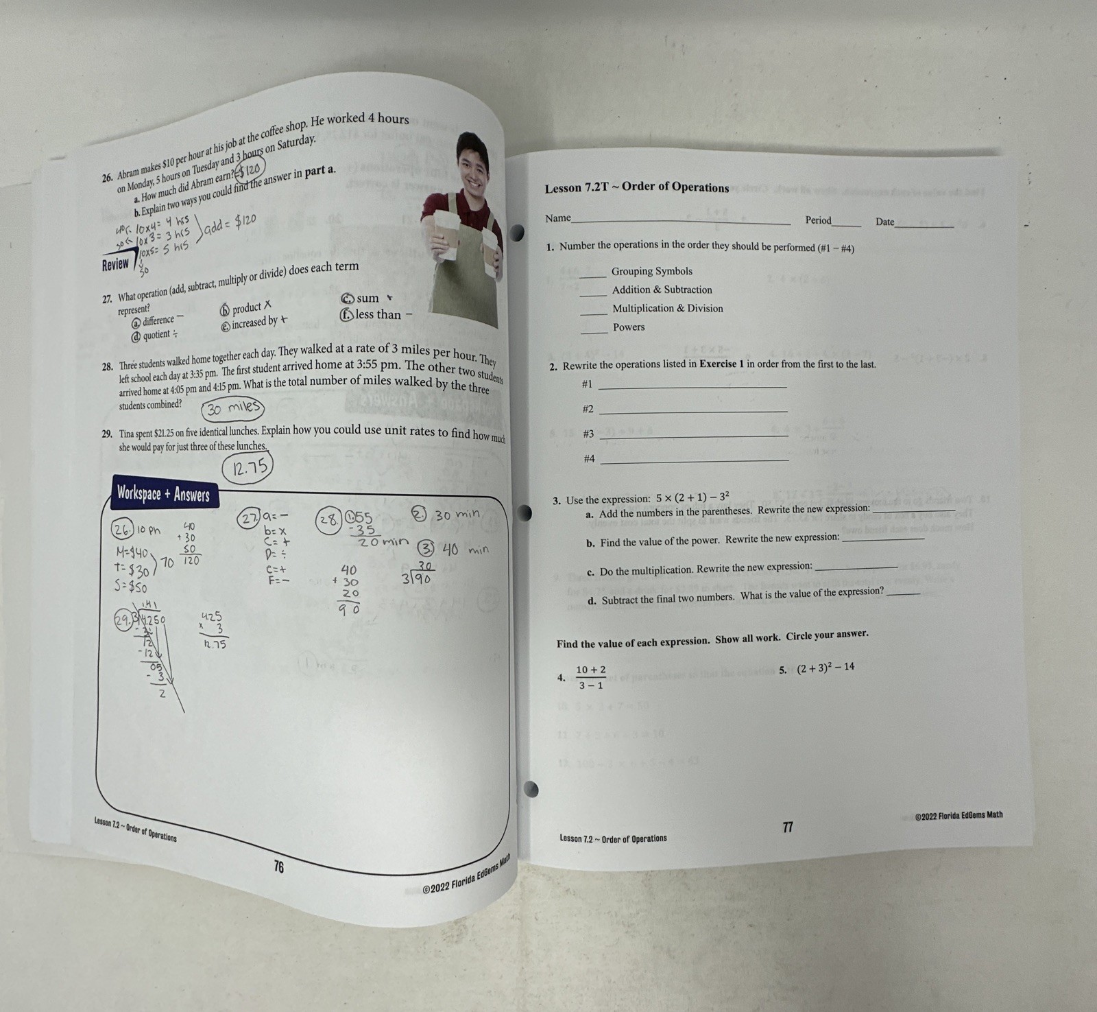 Florida B.E.S.T. Course 1 MATH – Explore! & Exercises Workbook Volume 2 Mccaw