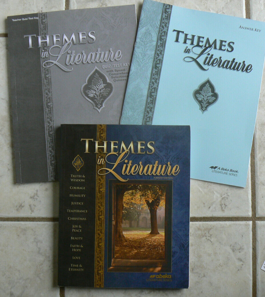ABeka gr.9 Themes in Literature Student Text,Answer Key,Quiz/Test K 2010 ALL LN!