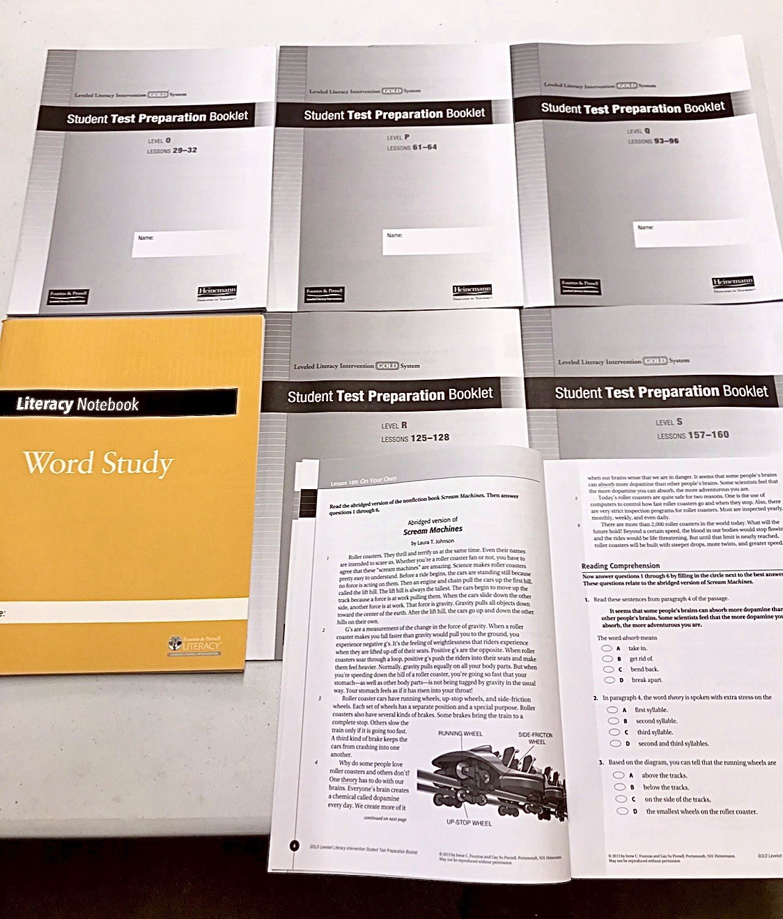 FOUNTAS & PINNELL Gold System LLI Student Test Preparation Booklets Levels O-T
