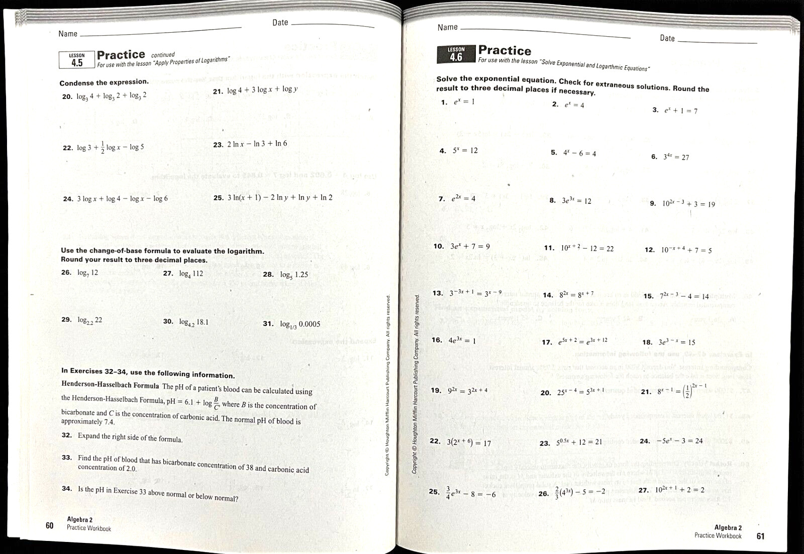 (Larson) ALGEBA 2 – REMEDIATION & PRACTICE WORKBOOKS (2 books) 1e (2011)