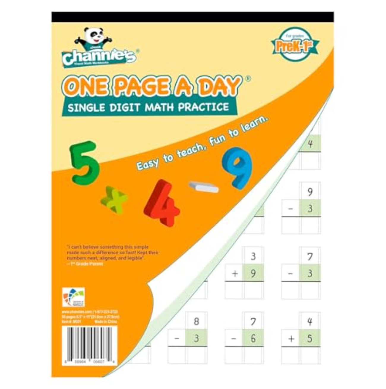 Single Digit Addition Subtraction Workbook 50 Pages Math Practice Pre-K