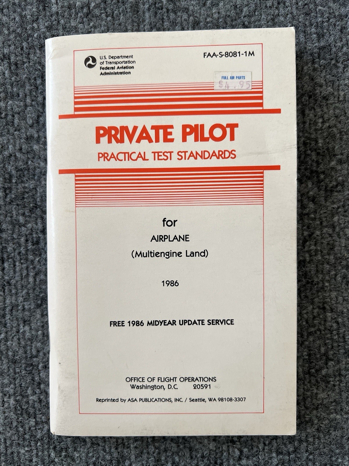 Private Pilot Practical Test Standards for Airplane (Multiengine Land) 1986