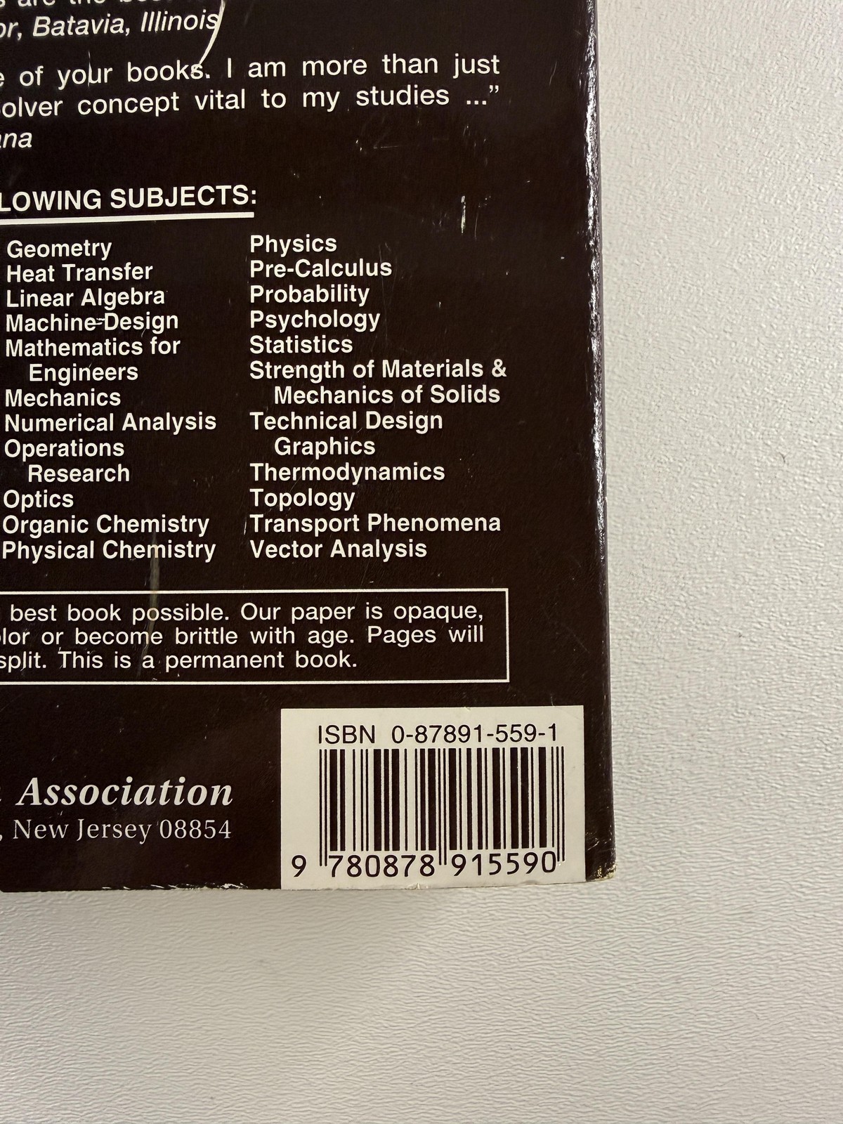 REA’s Problem Solvers Finite & Discrete Math PB 1984 REA Study Guide Textbook