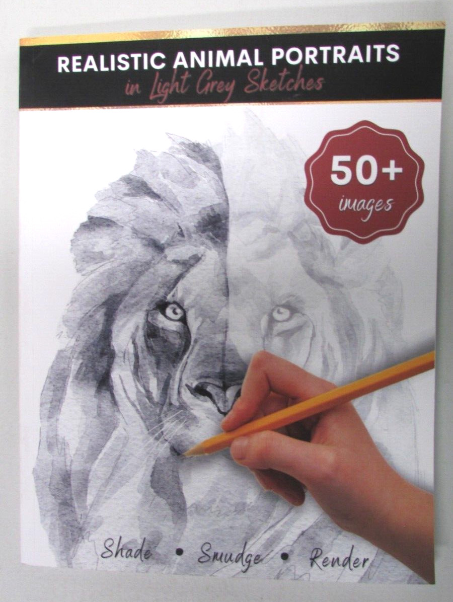 Realistic Animal Portraits in Light Grey Sketches Softbound